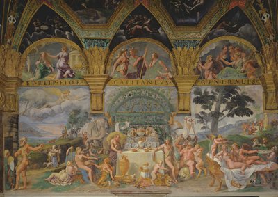 Das edle Bankett zur Feier der Hochzeit von Amor und Psyche aus der Sala di Amore e Psiche, 1527-31 von Giulio Romano